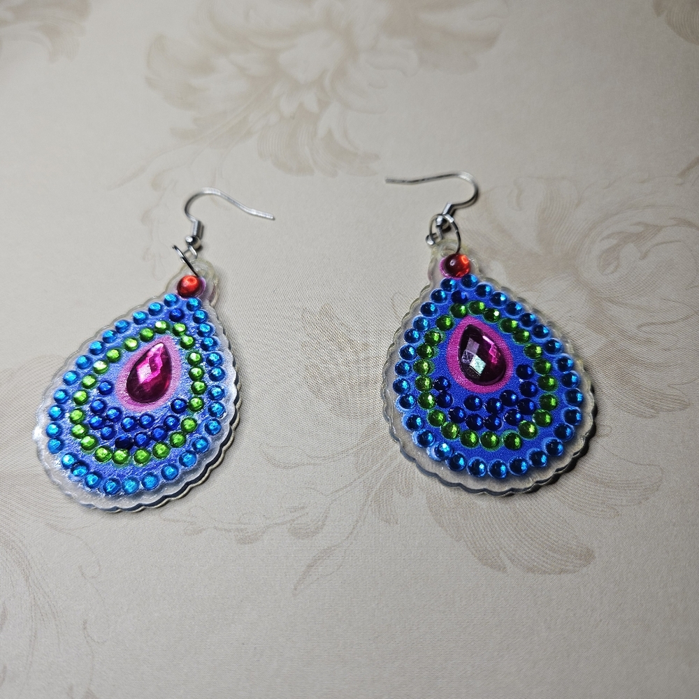 Diamond‎ Art Completed Sealed Boho Earrings